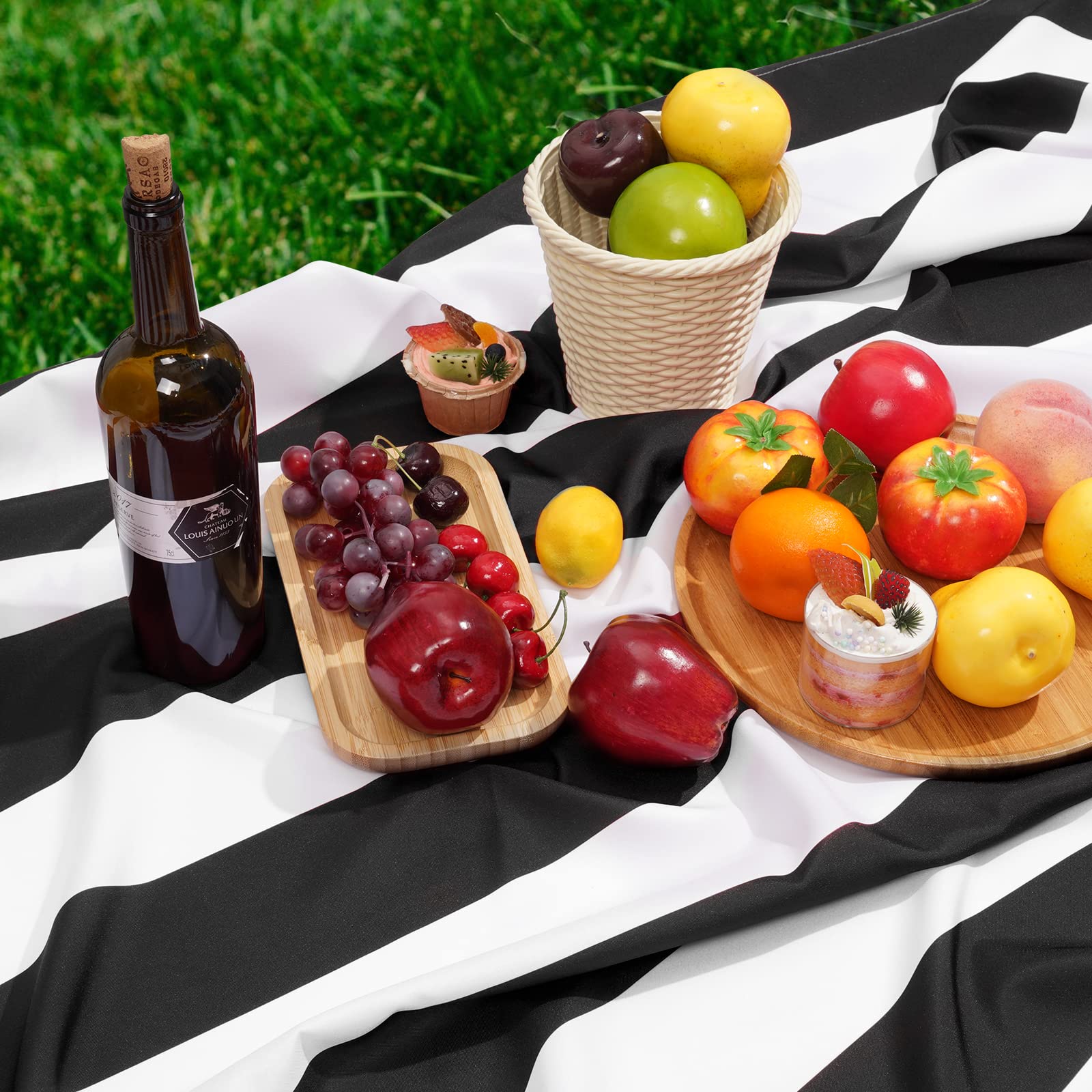 Aspmiz Black And White Striped Tablecloth For Rectangle Tables, Geometric Stripe Waterproof Table Cloth For Kitchen Dining Room,